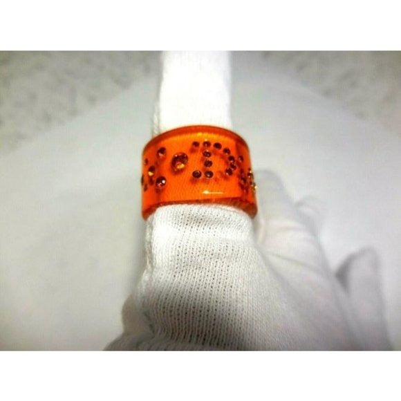 DIOR Orange Lucite Orange Swarovski Crystals Ring