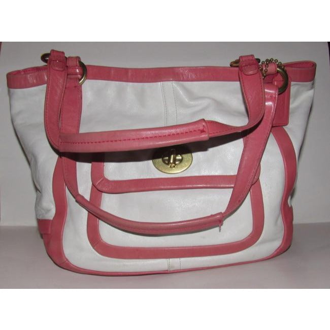 Coach Vintage Pursesdesigner Purses Buttery Soft White And Pink Leather With Gold Hardware Satchel