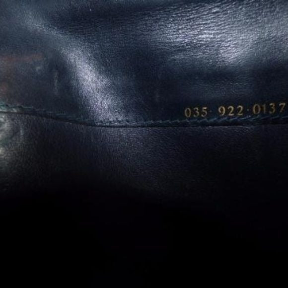 Gucci Vintage Navy Coated Canvas Leather Checkbook Wallet