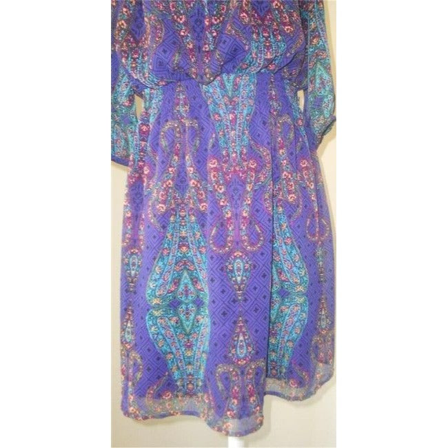 Nicole Miller Purple And Multicolor Paisley Print Knee Length Short Casual