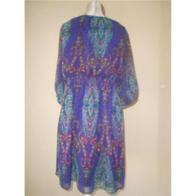 Nicole Miller Purple And Multicolor Paisley Print Knee Length Short Casual