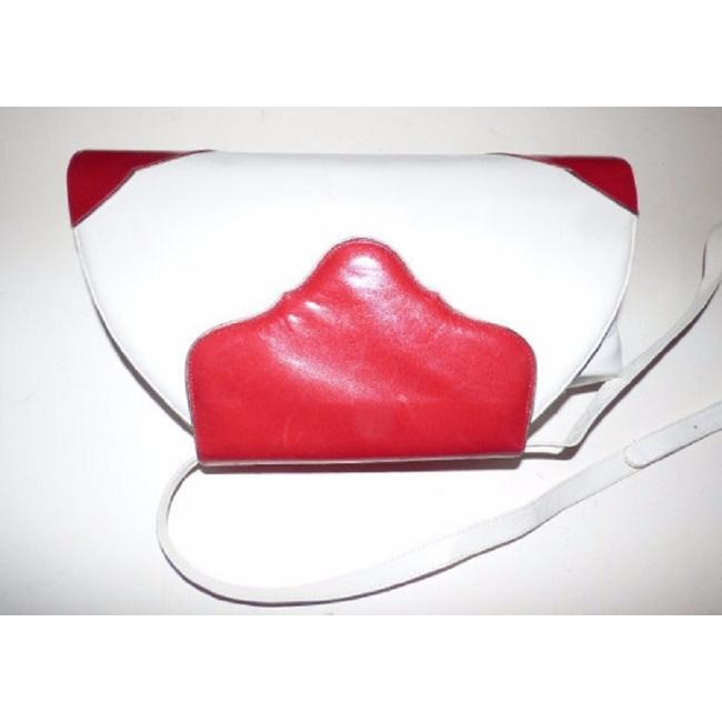 Bally Vintage Pursesdesigner Purses White Leather With Brick Red Accents Shoulder Bag