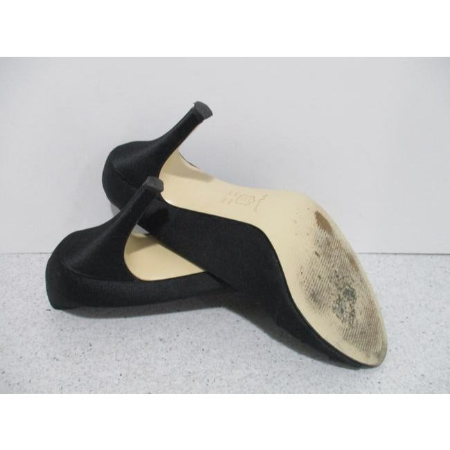 Nina Black & Rhinestone Sateen Peep Toe Pumps