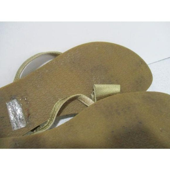 Michael Michael Kors Gold Metallic Signature Bow Accent Medallian Thong Sandals