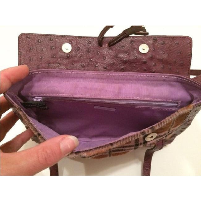 Saks Fifth Avenue Vintage Pursesdesigner Purses Purple Ostrich Leather And Plaid Pony Hair And Hobo
