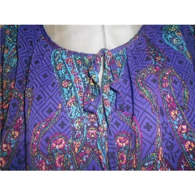 Nicole Miller Purple And Multicolor Paisley Print Knee Length Short Casual