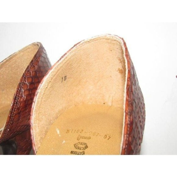 London Fog Textured Snakeskin D'Orsay Heels in Shades of Brown