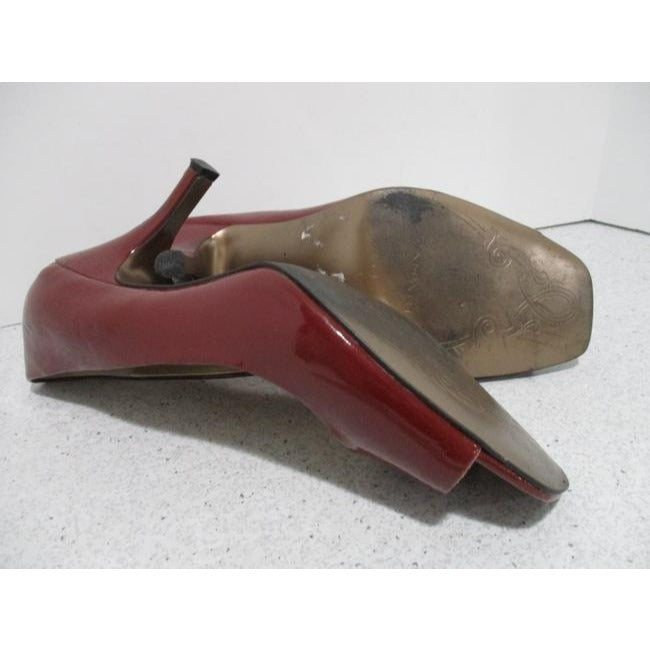 Tahari Red Patent Riddle Peep Pumps Size Us
