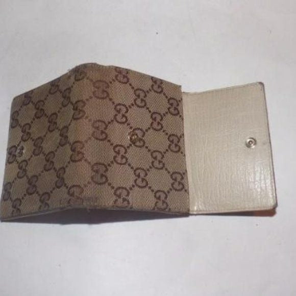 Gucci Brown Large G Logo Canvas & White Tri-fold