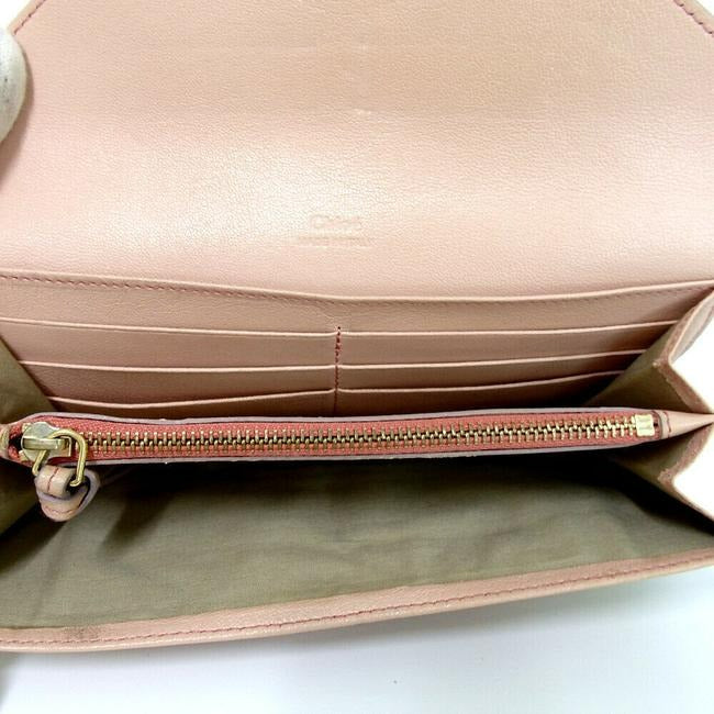 Chloe Salmon Pink Ivory Color Block Leather Wallet