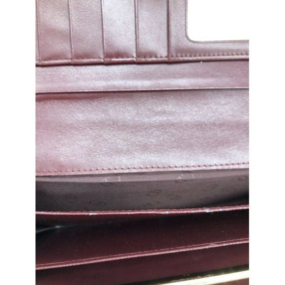 Dior Dark Red Leather Wallet w Embossed Oblique Trotter Print