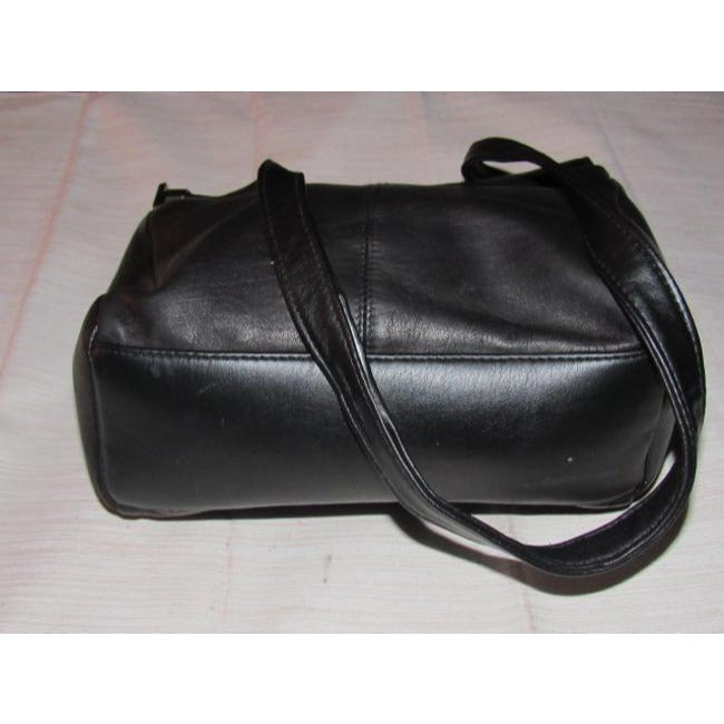 Decca black leather & gunmetal hardware shoulder bag