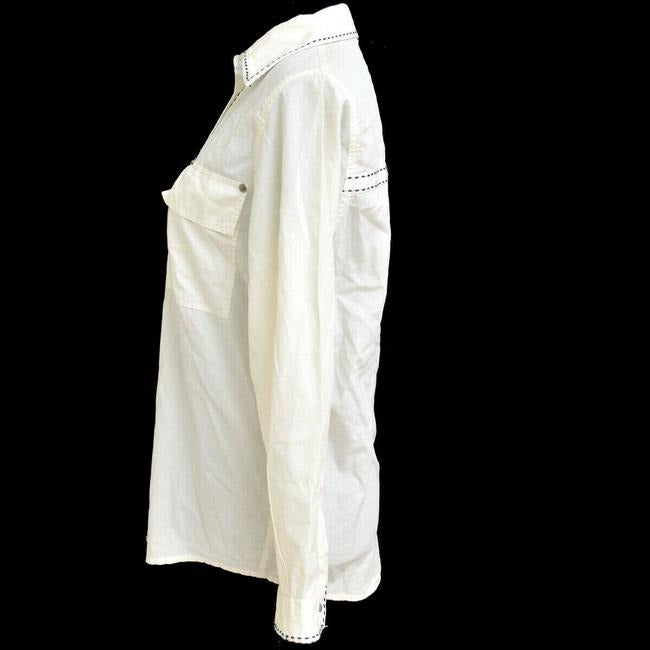 Fendi White Black Stitching Blouse