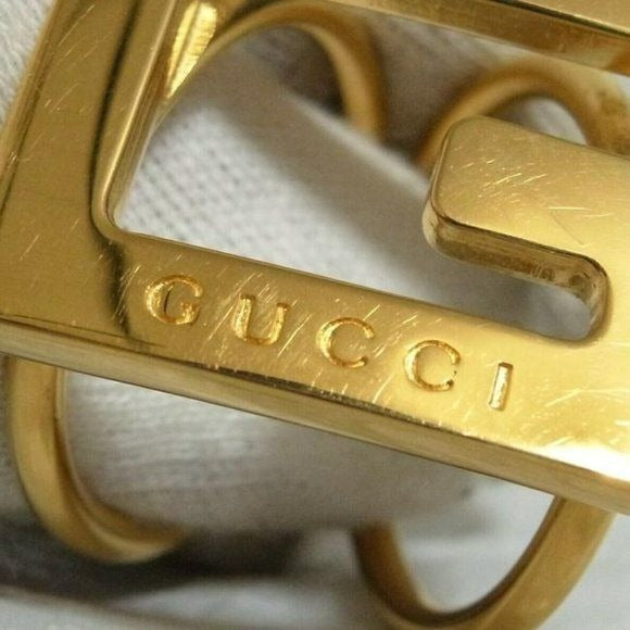 Gucci Gold Square Gucci 'G' Logo Scarf Ring