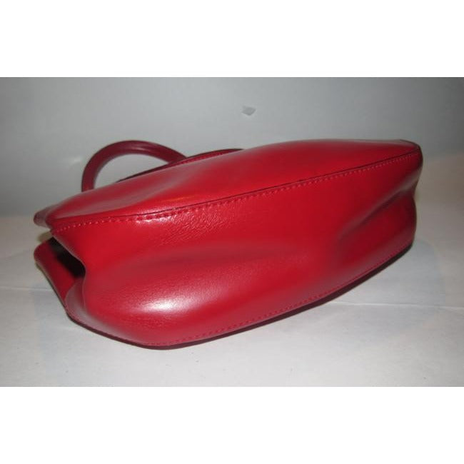 Tosca Blu Satcheldesigner Purses Red Leather With Bold Chrome Accents Satchel