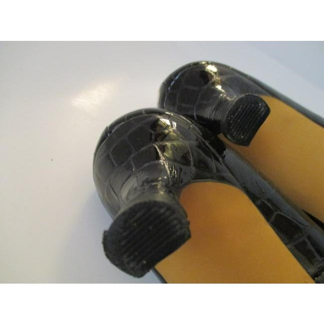 Ros Hommerson Brown Croc Patent Narrow Almond Toe Tip Pumps Size Us