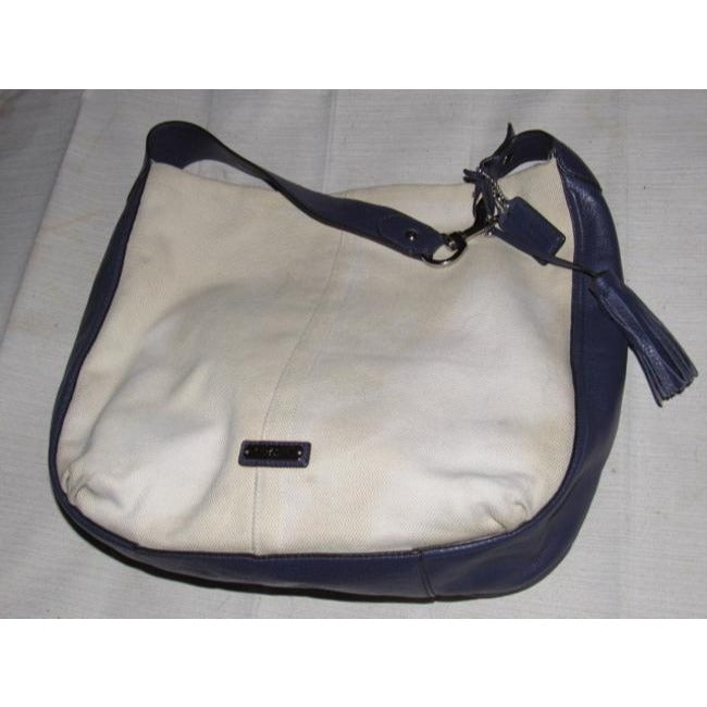 Coach Vintage Pursesdesigner Purses Purplish Blue Leather And Canvas Hobo Bag