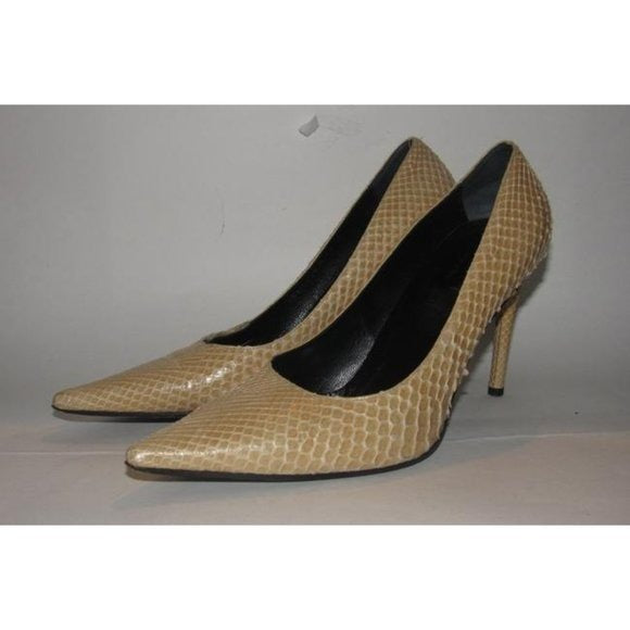Gucci Champagne Colored Snakeskin Leather Pumps