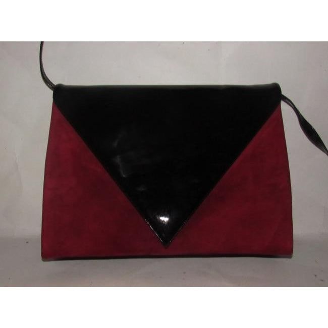 Bally Vintage Pursesdesigner Purses Red Suede And Black Patent Leather Shoulder Bag