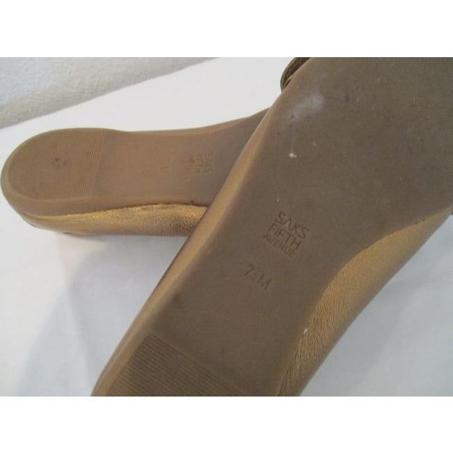 Bronze Fifth Avenue Golden Metallic Moccasin Stitch Loafer Flats Size Us