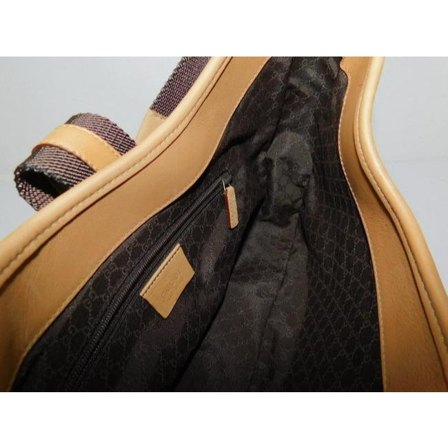 Gucci Tom Ford era orange/camel leather & brown canvas Jackie shoulder bag w Sherry stripe