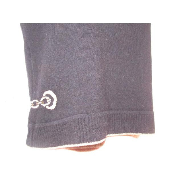 St John Black With Gold Striped Edges And Chain Design Sweater Pullover