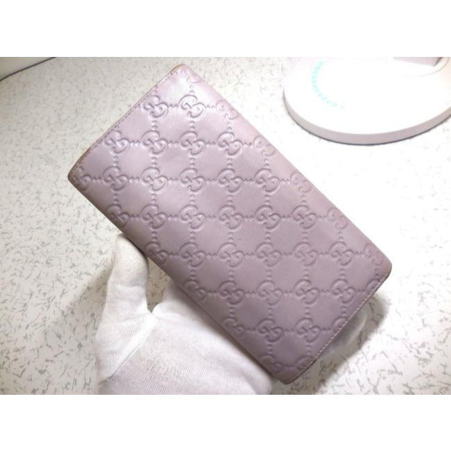 Gucci Lavender With Embossed G Logo Xl Large Leather Wallet