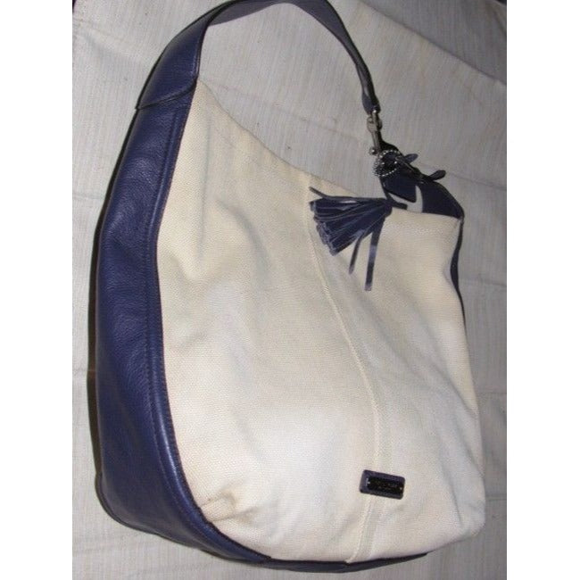 Coach Vintage Pursesdesigner Purses Purplish Blue Leather And Canvas Hobo Bag