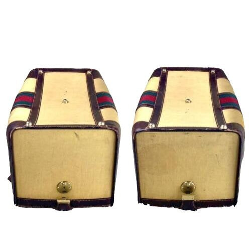 RARE, early Gucci, tan/light yellow coated canvas & brown leather, XXL doctor's satchel/Boston bag/overnight/weekend bag, with a lock & key