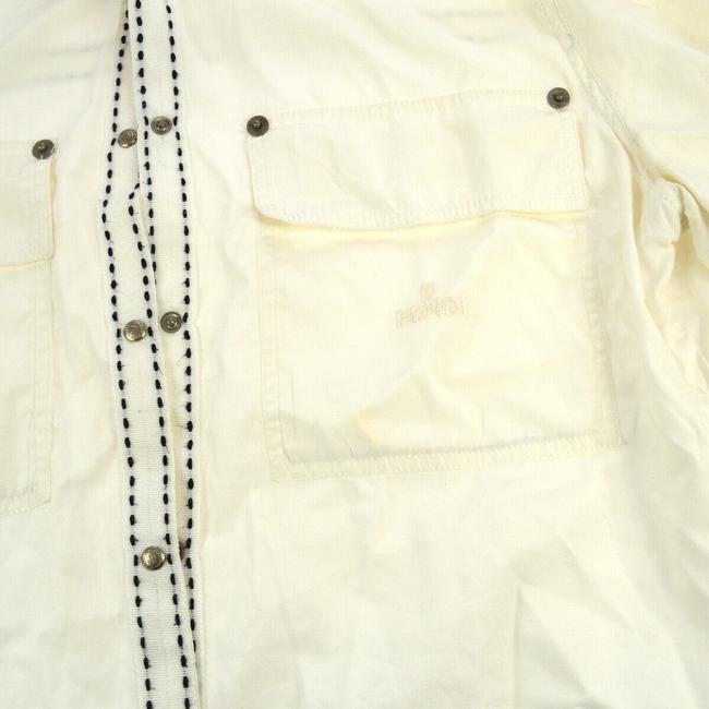 Fendi White Black Stitching Blouse