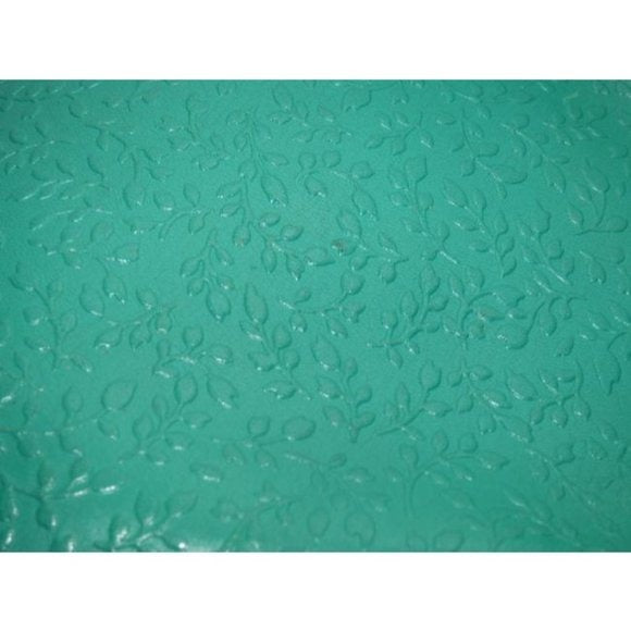 Vintage FURLA Teal Leather 2-Way Crossbody Bag with Embossed Floral Design