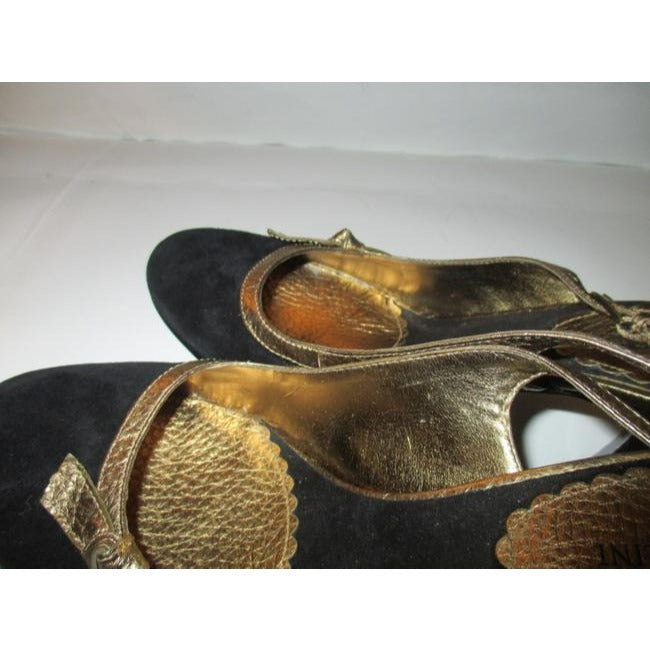 Enzo Angiolini Black Suede Slingback Round Toe Sandal Pumps Size Us