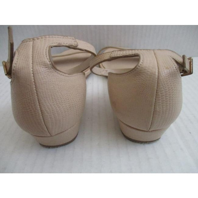 Aldo Beige Pebbled Ankle Strap Flats Sandals Size Us