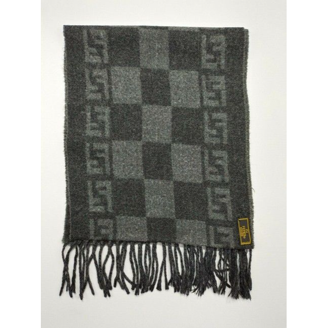 Fendi Zucca Print In Greys Logo Wool Scarf