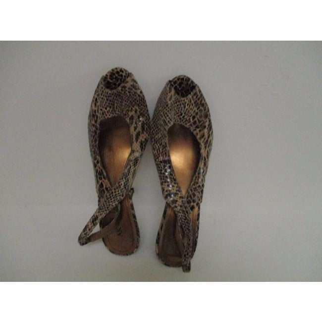 Anne Klein Taupe Ak Lizard Print Glossy Open Toe Slingback Pumps Size Us