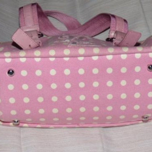 YSL Pink Leather White Polka Dot Print Fabric