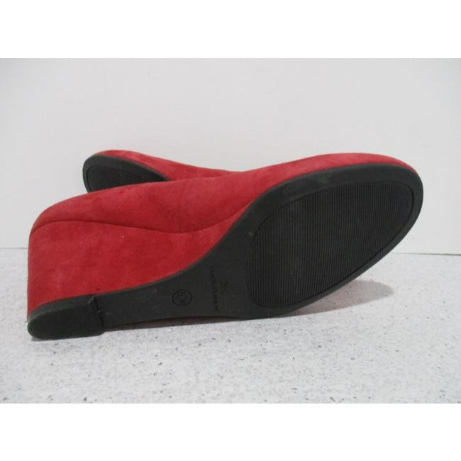 Isaac Mizrahi For Target Cherry Pink Live Cranberry Suede Round Toe Pumps Wedges Size Us