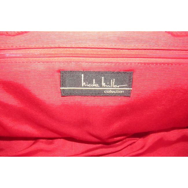 Nwot True Red Leather With A Hand Beaded Floral Design On Canvas Glass Beads Satchel