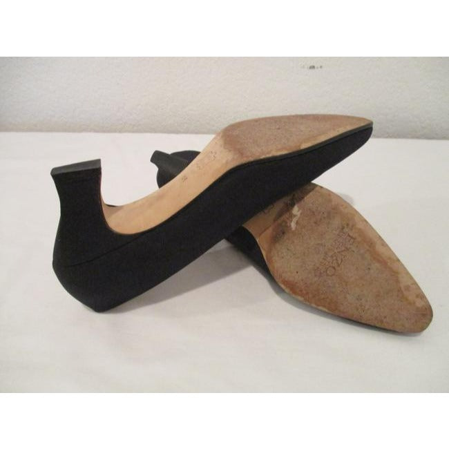 Enzo Angiolini Black Brush Fabric Almond Pumps Size Us