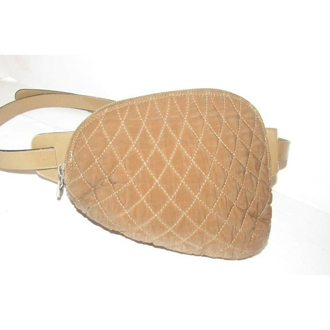 Bally Tan Gold Leather Chrome Belt Bag Fanny Pack Wallet