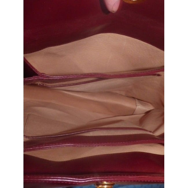 Gucci Padlock Top Handle Bag Burgundy Leather Satchel