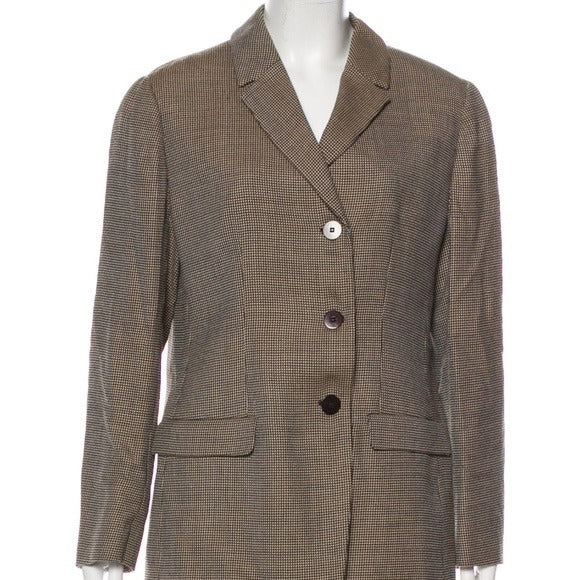 GIORGIO ARMANI Tan, Beige, Black jacquard blazer