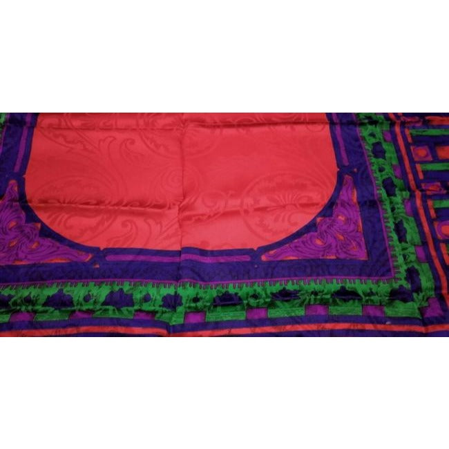 Lanvin Blue Purple Green Pink Print Abstract Silk Scarf