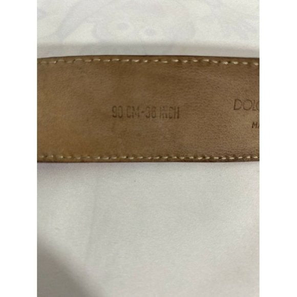 Dolce And Gabbana Pink Leather Belt with Chrome DG Buckle