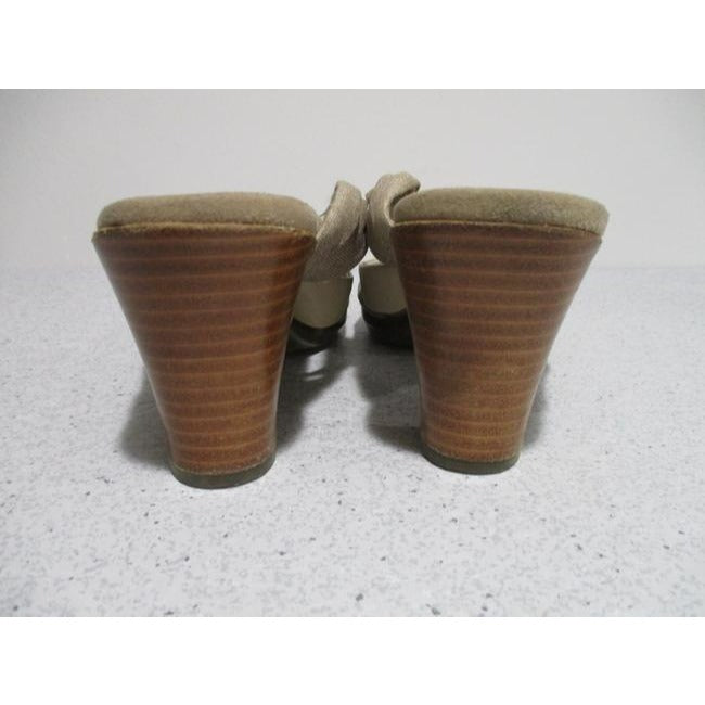 Abeo Tan Retro Brown Leather And Fabric Strappy Slip On Sandals Mulesslides Size Us