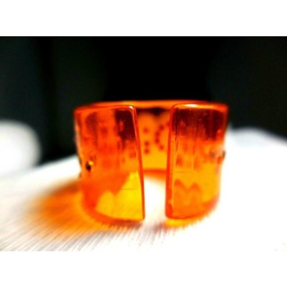 DIOR Orange Lucite Orange Swarovski Crystals Ring