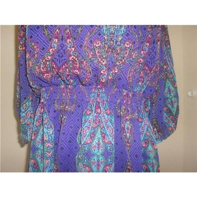 Nicole Miller Purple And Multicolor Paisley Print Knee Length Short Casual