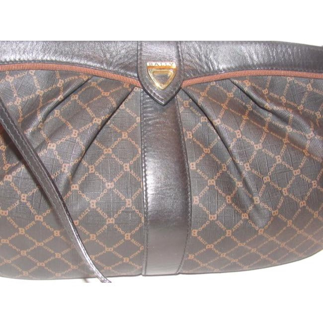 Bally Brown & Black Logo Print Leather Two- Way Cross Body/Clutch