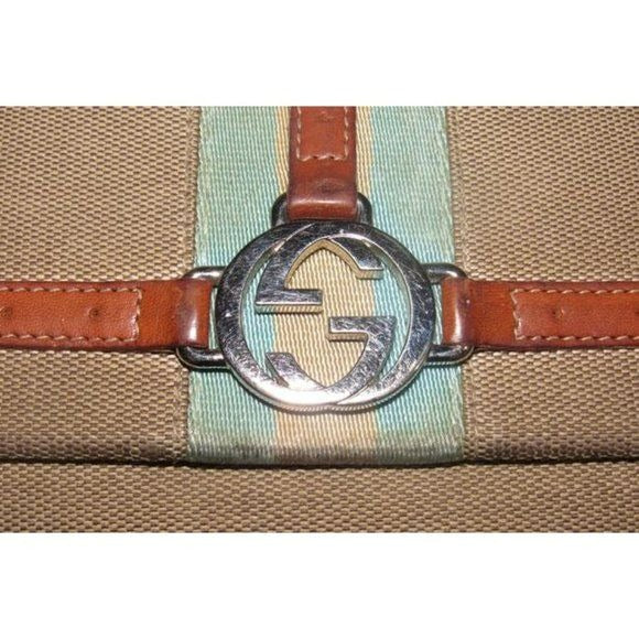 Gucci RARE Web Reins Britt Blondie Khaki Canvas