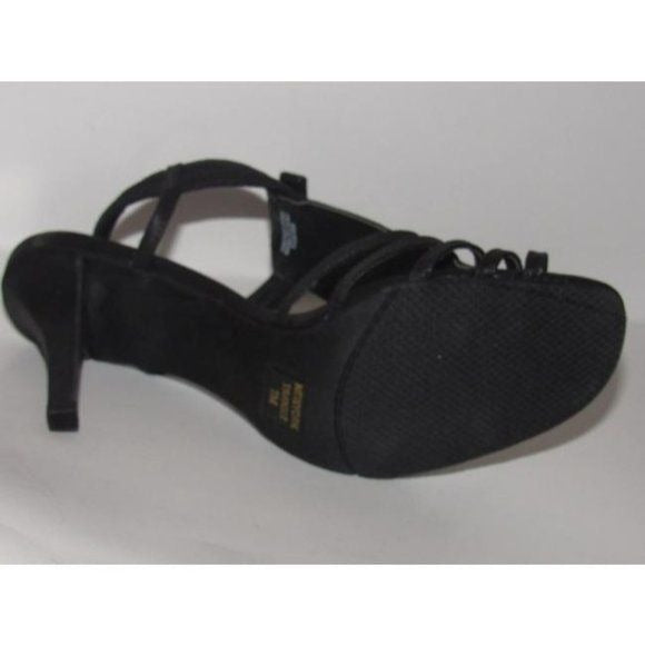 New York Transit Black Strappy Beaded Slingback Heels